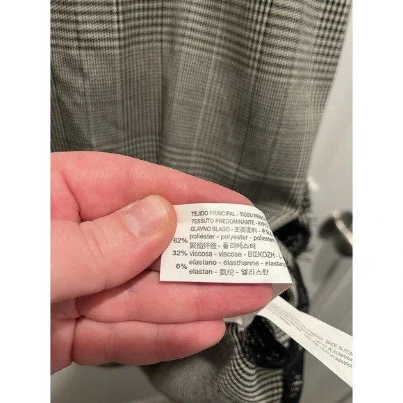 Zara Trafaluc Houndstooth Lace Trim Slip Mini Dress NWT Sz S - Picture 6 of 10